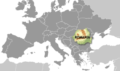 Romania on the map of Europe